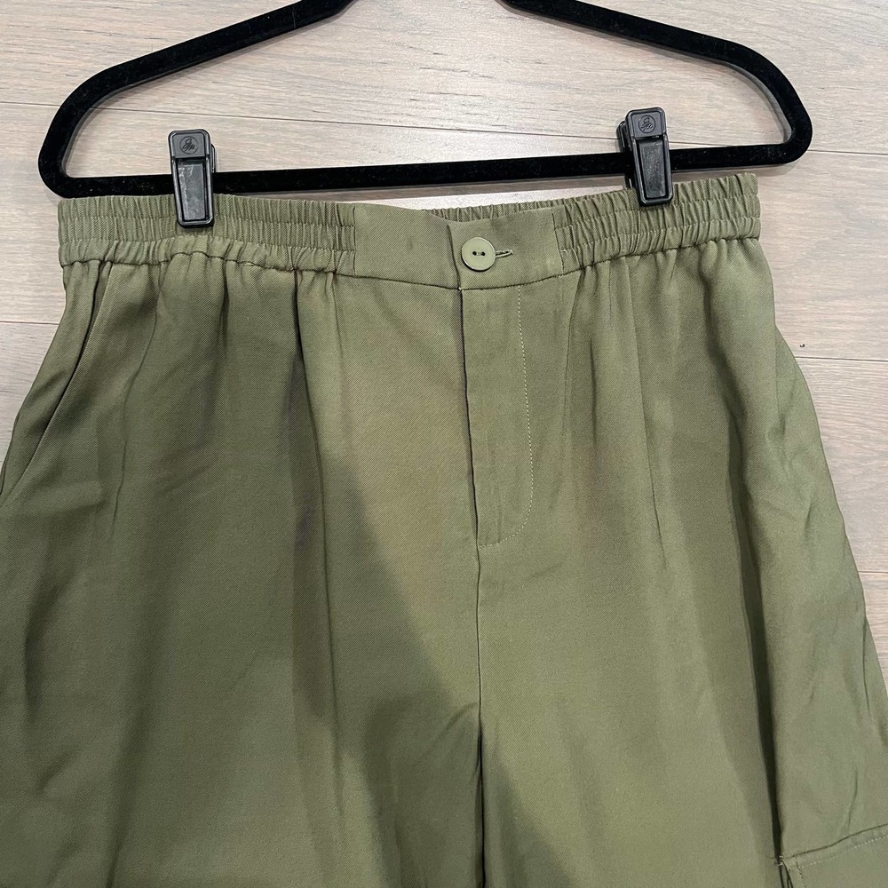 WAYF NWT Large Wide Leg High Rise Y2K Olive Green Cargo Pants - Picture 3 of 7